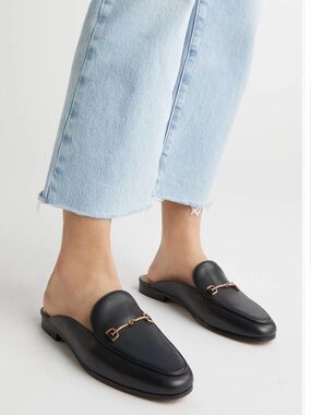 Sam Edelman Black Leather Mule Slid on Flats Size 7